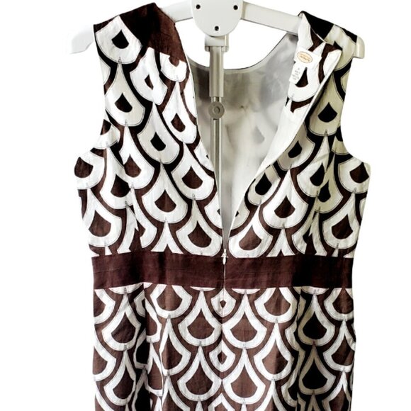 Talbots geometric print brown sleeveless women's dress. size 14 - Picture 6 of 9